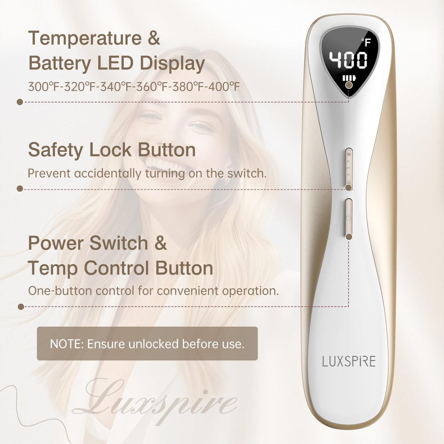 Luxspire Cordless Hair Straightener Brush, Dual Power Hair Brush Straightener with 45W Fast Charger, 6 Temps 200M Negative Ions, Portable Comb for Travel, White