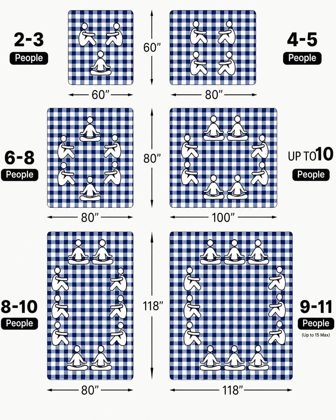 TigeJoy Extra Large Picnic Blanket Waterproof Foldable 80''x80'', Outdoor Picnic Mat Beach Blanket Sandproof for Park, Grass, Travel, Hiking, Camping Essentials, Gingham Picnic Blanket