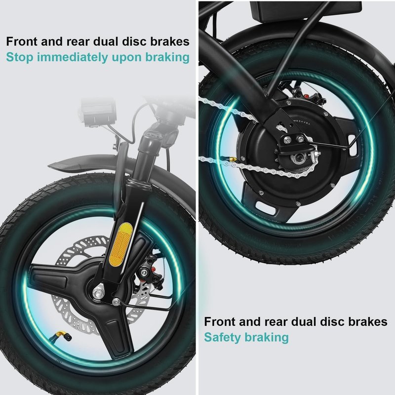 Electric Bike for Adults and Teens, Folding Ebike,Commuter City Foldable E Bike with 560W Motor and 48V 10Ah Battery, 24 MPH Speed Pedals Assist, Dual Disc Brakes,14" Compact Electric Bicycle