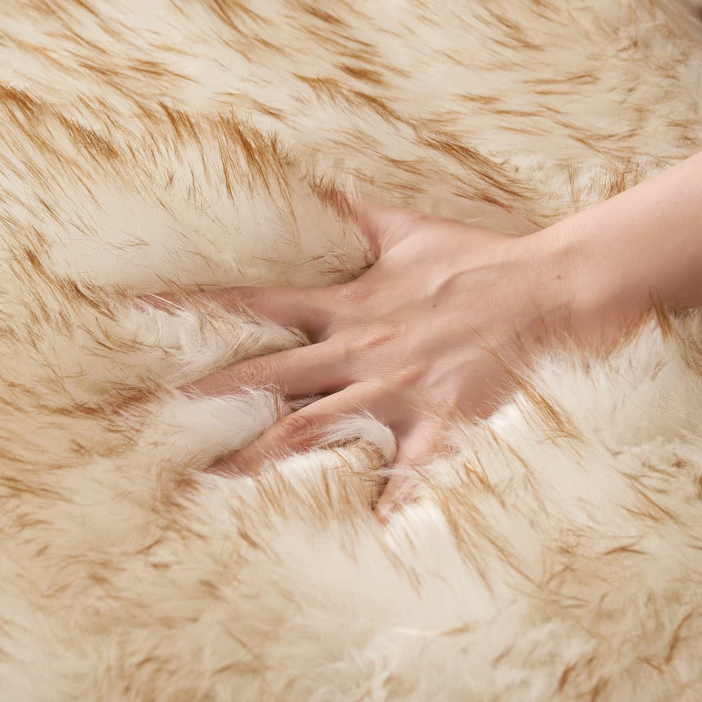 MIULEE Faux Fur Sheepskin Rug, Luxury Fluffy Area Rugs - Super Soft Decorative Shag Carpet for Bedroom, Living Room, and - 2x3 Feet, Frosted Tips Brown
