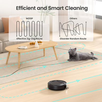 Lefant Robot Vacuum Cleaner, 120 Mins Runtime, Compact Design, Low Noise, Powerful Suction, Wi-Fi/App/Voice Control, Self-Charging, Scheduled Cleaning, Ideal for Pet Hair and Hard Floors, M210 Black