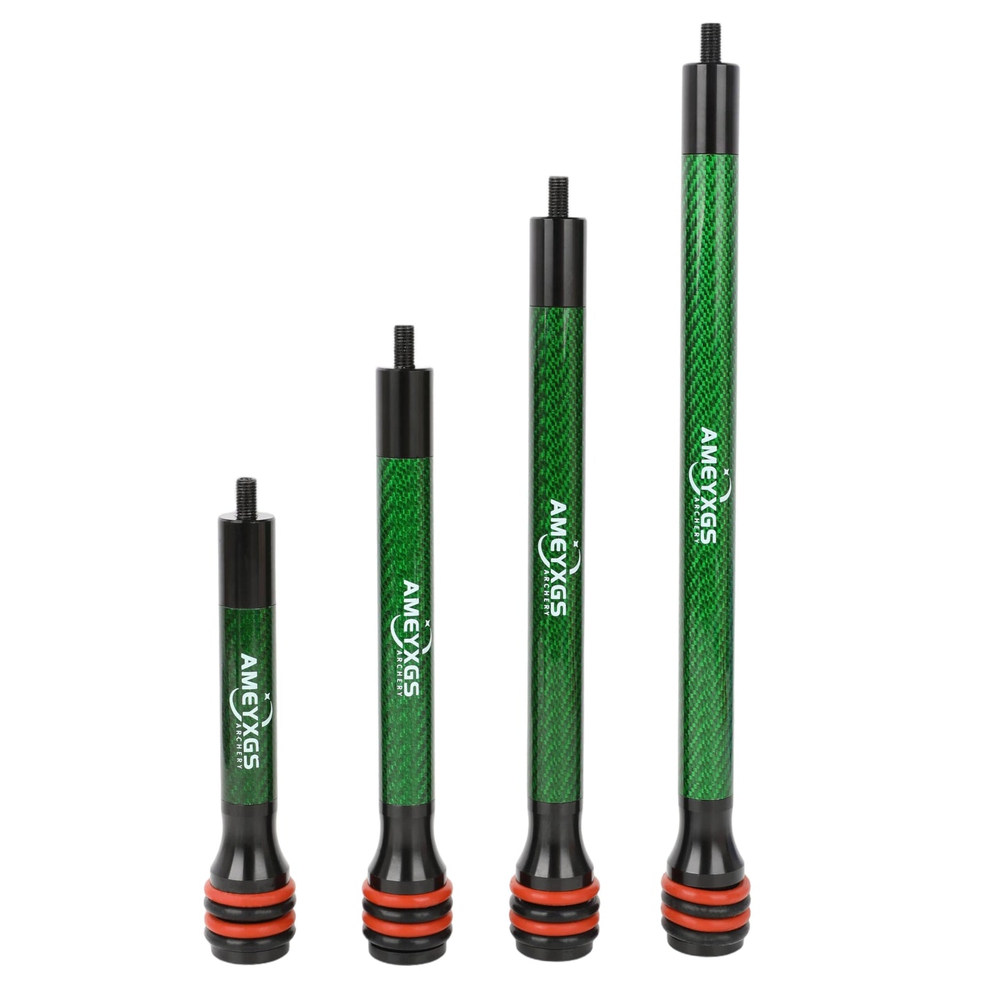 AMEYXGS 6/8/10/12 Inch Archery Bow Stabilizer Carbon Fiber Balance Bar Rod Side Rod Stabilizer Dampen Weight for Compound Bow Recurve Bow Accessory (Green, 6 Inch)