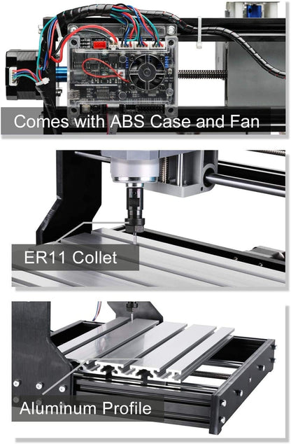 Genmitsu CNC 3018-PRO Router Kit GRBL Control 3 Axis Plastic Acrylic PCB PVC Wood Carving Milling Engraving Machine with Offline Controller, XYZ Working Area 300 x 180 x 45mm