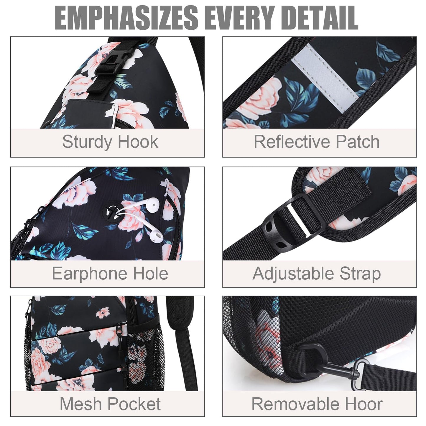 Crossbody Bags for Women Men Trendy Sling Bag Bakpack Casual Chest Bag with Convertible Shoulder Strap
