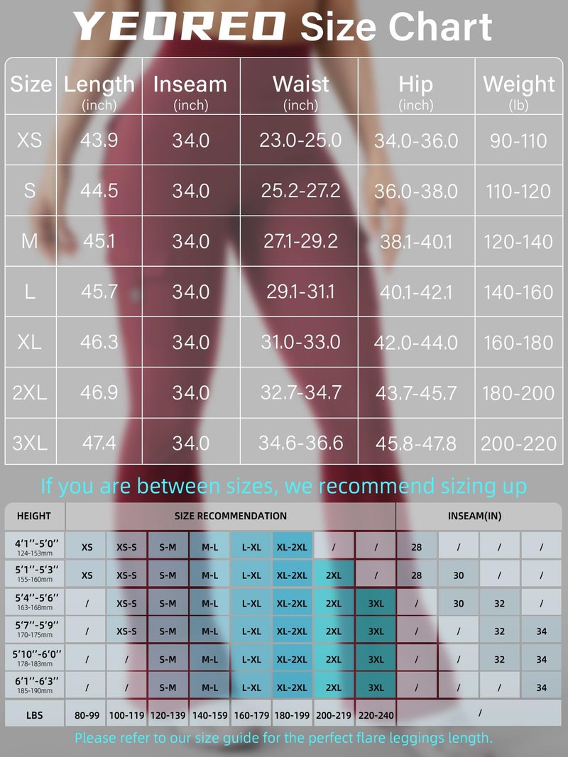 YEOREO CoreFlex Women Workout Flare Leggings with Pockets Hidden Scrunch Cargo Gym Yoga No Front Seam Leggings Wine XS