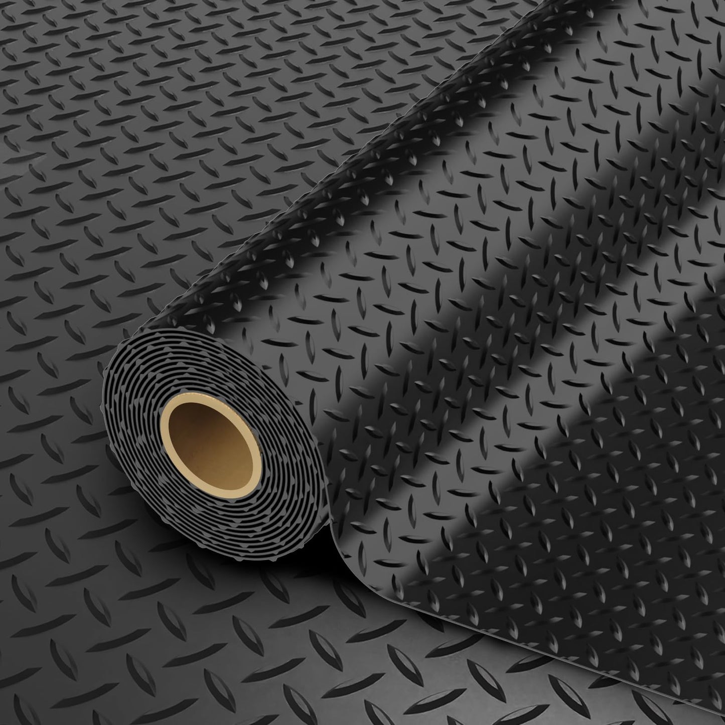 StellarStar 8x20 FT Garage Floor Mat, 2.8mm Thickened PVC Flooring Roll for Under Car, 160 SQFT Diamond Plate Black Garage Mats for Garage, Warehouse, Basement, Factory, Trailer (Include Tapes)