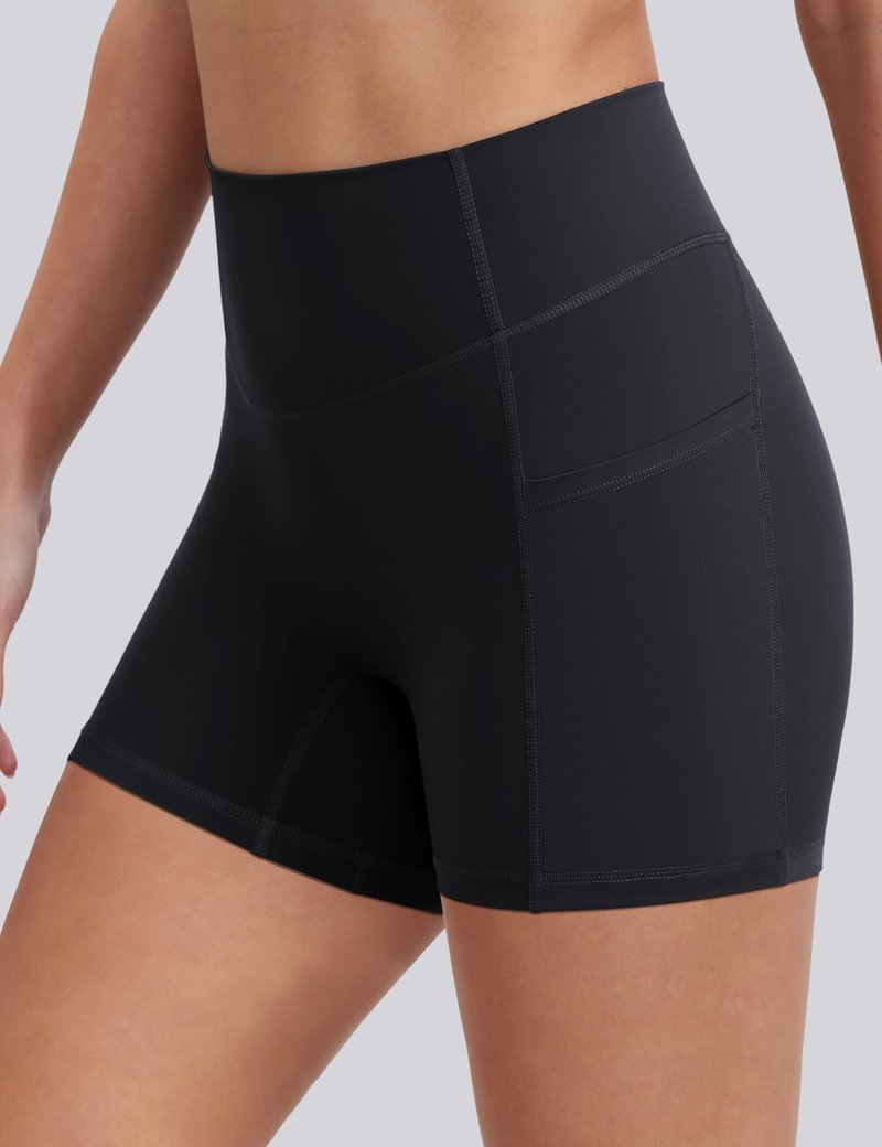 ENERBLOOM Biker Shorts for Women with Pockets, Spandex Workout Shorts, Lightweight for Summer Cycling Running Yoga Gym 10" Black Large