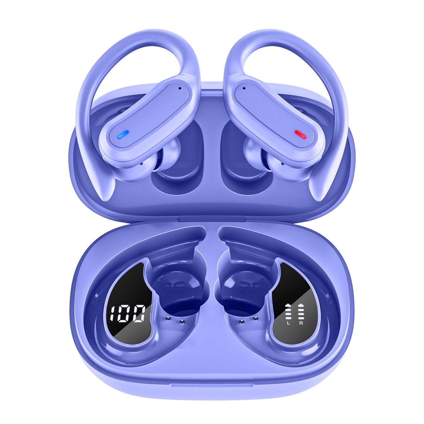 Wireless Earbuds, Bluetooth 5.4 Headphones, True Wireless Stereo Sound Earphones with Noise Cancelling Mic, Fast Charging, IPX7 Waterproof, Comfort Fit Ear Buds for Sports/Workouts/Travel (Purple)