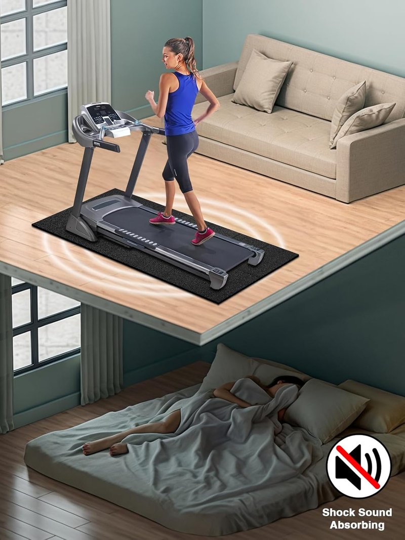 Treadmill Mat - 55"x25" Heavy-Duty Exercise Equipment Mat for Carpet & Hardwood Floors | Foldable Walking Pad Mat