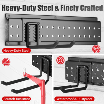 ZICANYCO Garage Tool Organizer Wall Mount 49.5 inches with 10 Adjustable Heavy-Duty Hooks, Garage Organization, Garden Tool Storage Rack, Yard, and Shed, Holds Up to 400 lbs