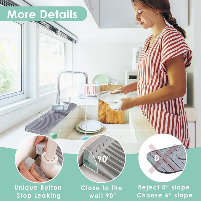 24 Inch Silicone Faucet Mat for Kitchen Sink Splash Guard