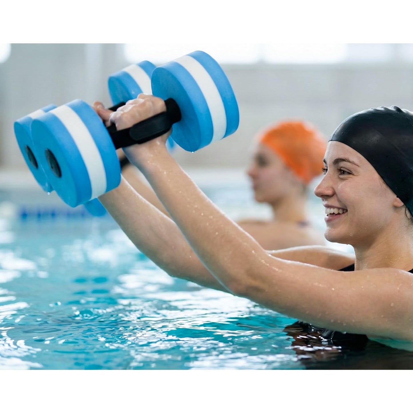Water Dumbells, Aquatic Exercise Dumbell Set of 2 Water Aerobic Exercise Foam Dumbbells Pool Resistance Water Fitness Equipment for Weight Loss (Blue)