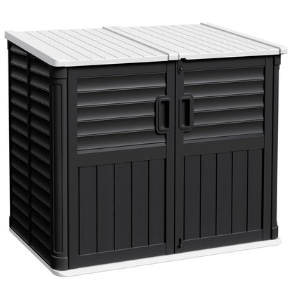 Devoko Outdoor Storage Shed, 34 Cu Ft Outdoor Storage Cabinet Without Shelf, Waterproof, Double Locks, Resin Storage for Trash Can, Garden Tools, Pool Supplies, Black