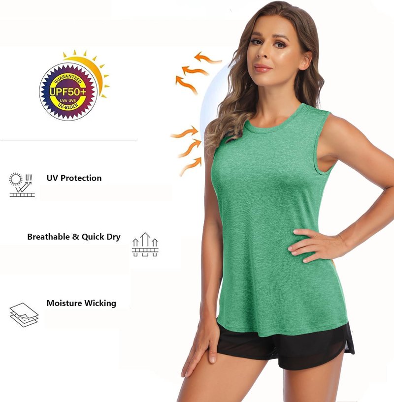 COOrun Workout Tank Tops Woman Sleeveless Athletic Top Lightweight Yoga Tank Crewneck Running T Shirt Pack 3 XL