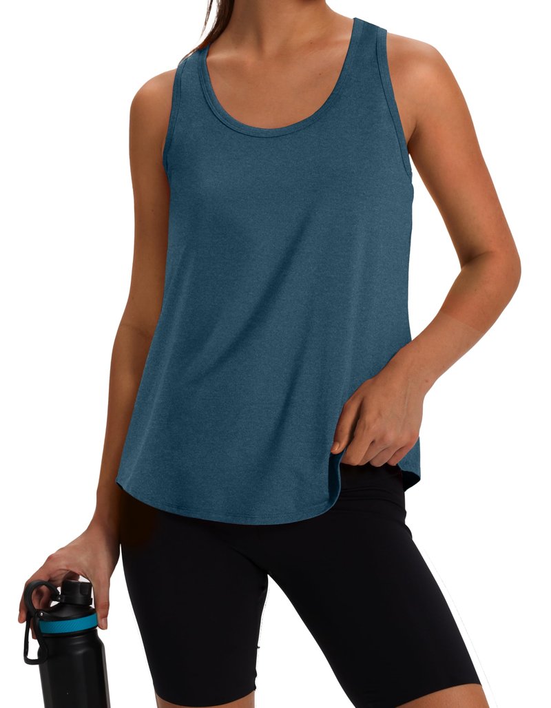 WIHOLL Sleeveless Tops for Women Trendy Casual Workout Tank Tops Breathable Quick Dry Athletic Gym Yoga Basic Tanks Summer Clothes Navy XL