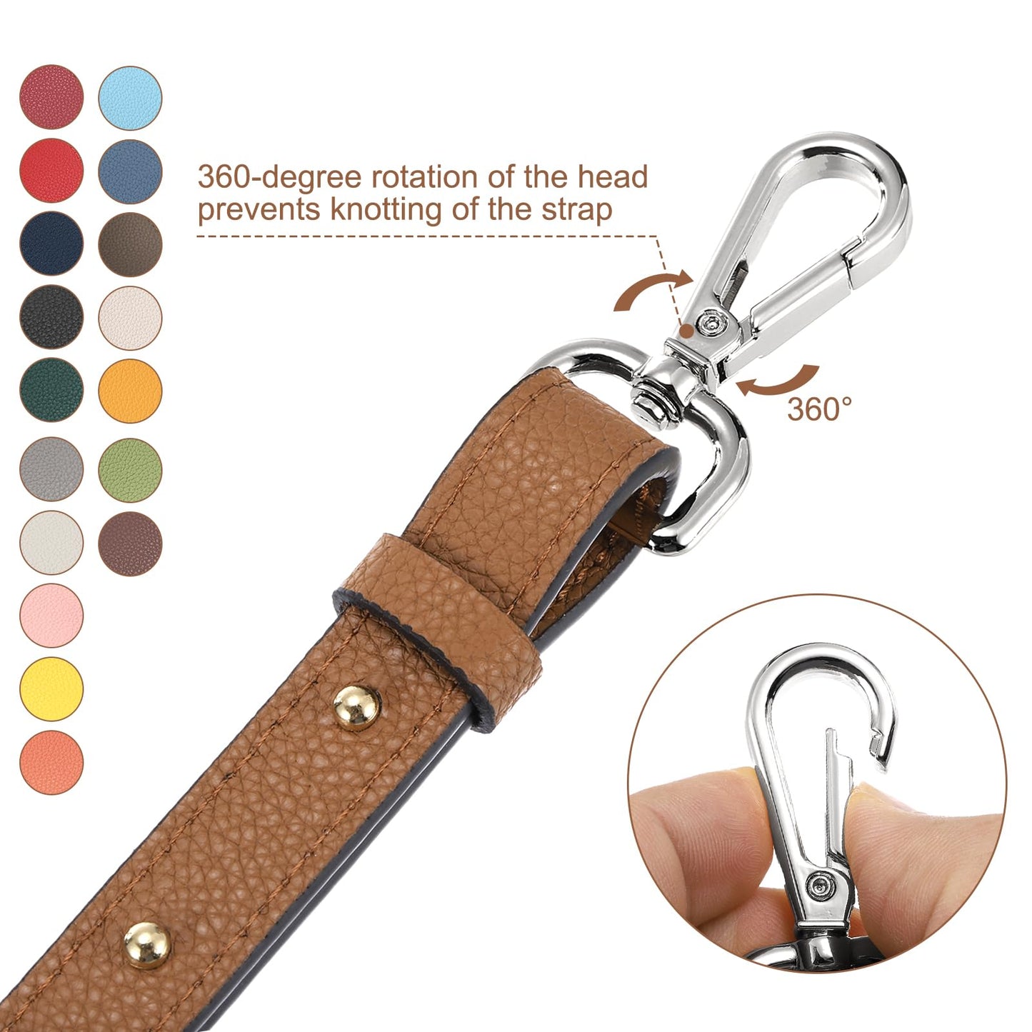 uxcell Leather Purse Strap, 41.7"-43.3" Adjustable Crossbody Replacement Straps 1.5" Width for Handbags, Shoulder Bag (Black, Silver Clasp)