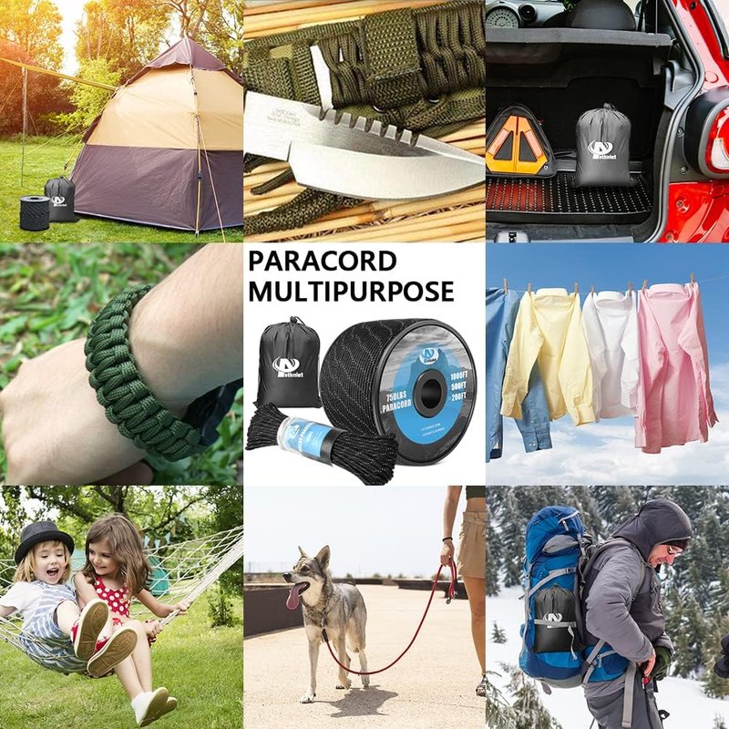 Reflective Paracord Rope - 750 lb Strength | 100' to 1000' Lengths, 4mm 11-Strand for Camping & Hammocks