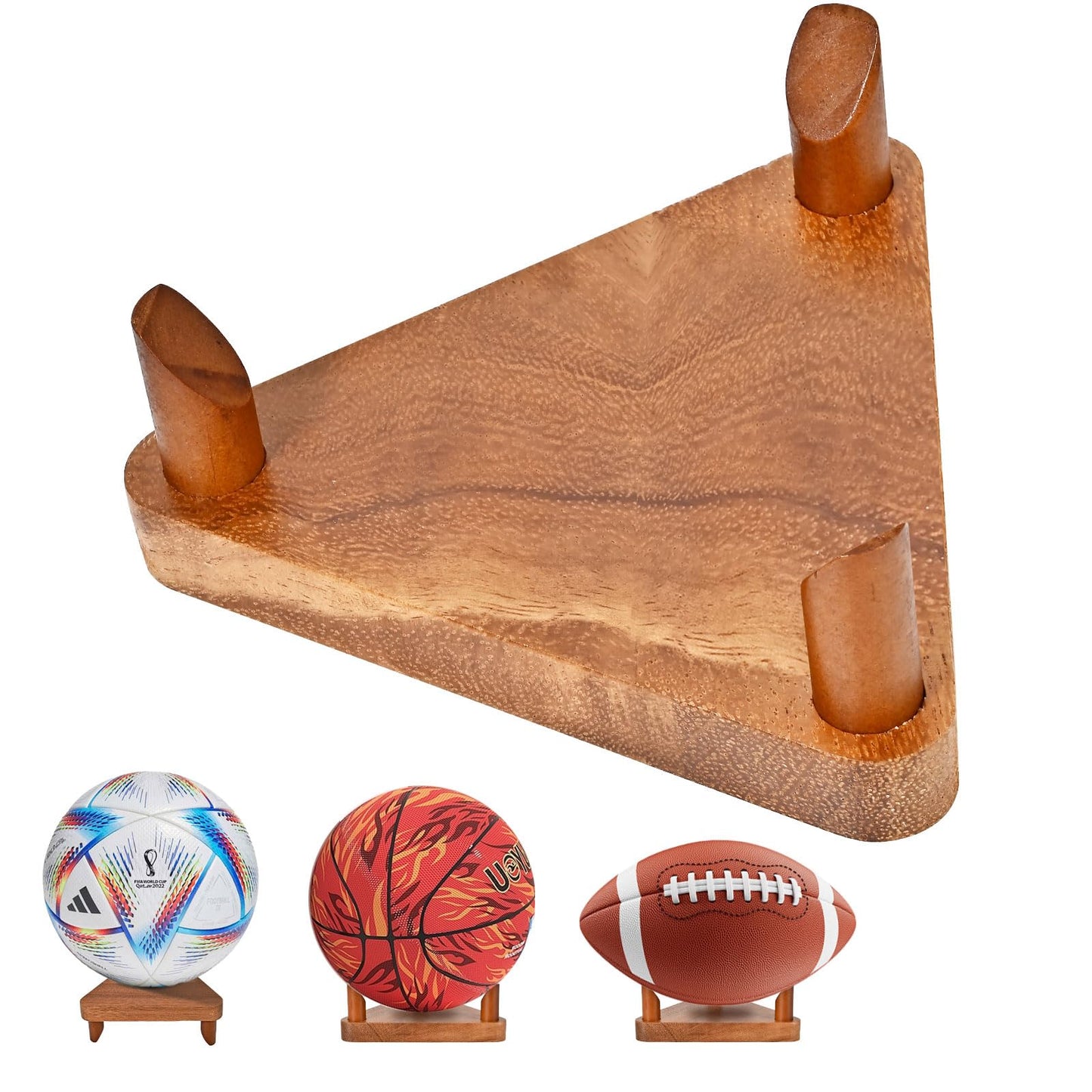 CRNHIGY Ball Racks, Soccer Racks, Basketball , Volleyball Souvenir Display , made of walnut wood