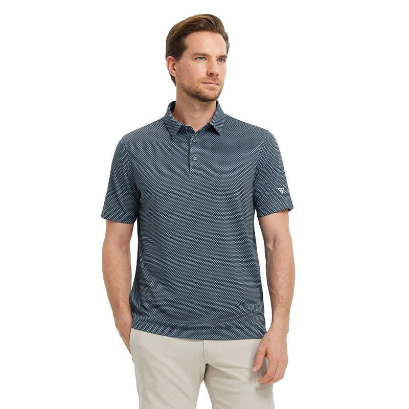 M MAELREG Mens Golf Shirts Moisture Wicking Performance Business Casual Collared Golf Shirts for Men Dry Fit Black/Blue