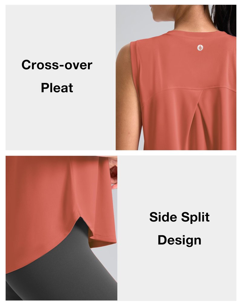 SANTINY Women's Sleeveless Workout Tops Breathable Lightweight Active Tennis Yoga Shirts Athletic Running Tank Tops for Women (Coral_M)