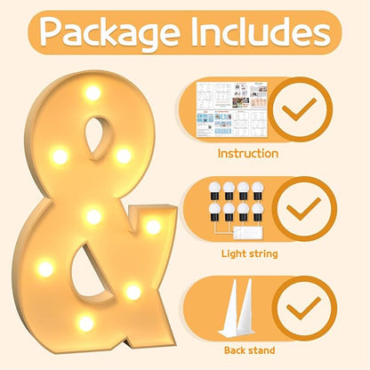 Marquee Letters 3 Feet Tall Large Light Up Letters & Wedding Mr and Mrs Sign Marry Me Engagement Party Decor Yellow Light Birthday Decorations Balloon Arch Kit Foam Sign &