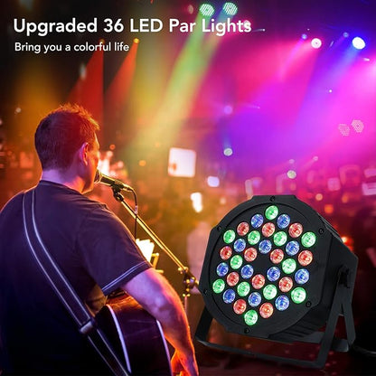 Dj Lights, 8 Pack 36 LED Par Lights Stage Lights with Sound Activated Remote Control & DMX Control, Stage Lighting Uplights for Wedding Club Music Show Christmas Holiday Party Lighting