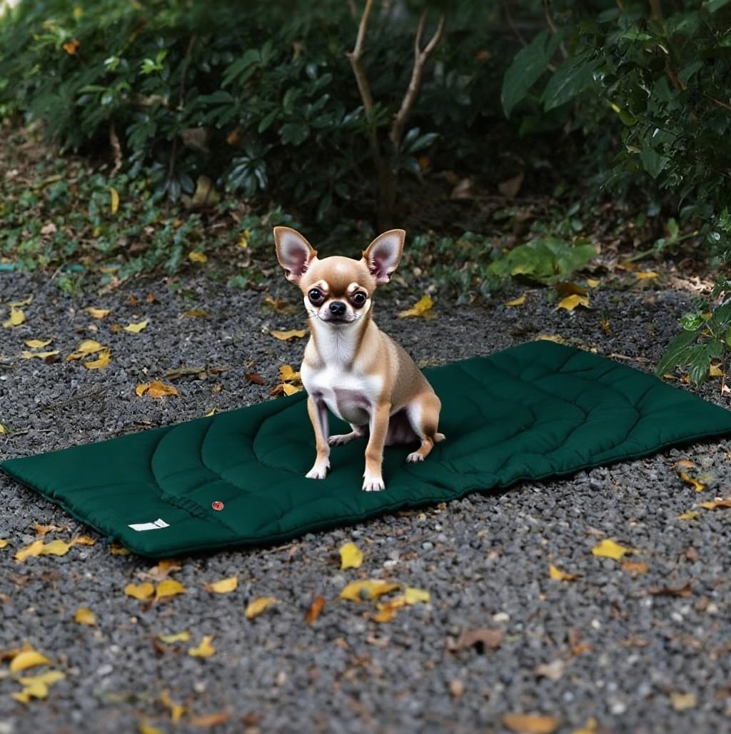 Travel Dog Bed | Camping Dog Bed | 37.4"x25.6" Waterproof Outdoor Dog Mat | Portable Place Mat for Dogs with Handle | Machine Washable | Easy Clean for Outdoor Adventures (Brown, Medium)