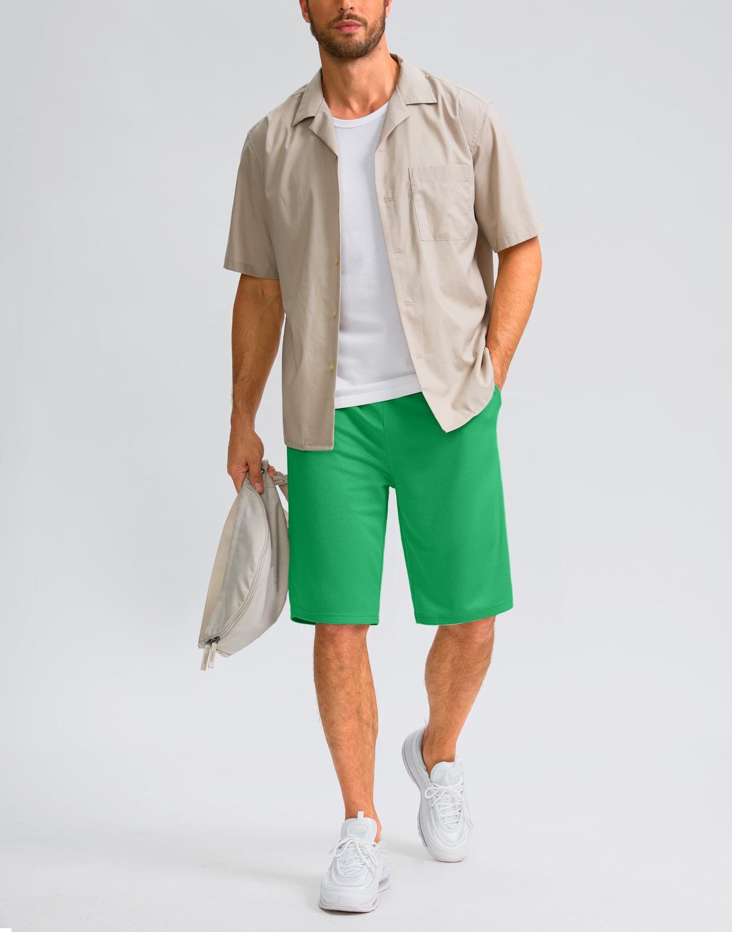 G Gradual Men's Athletic Shorts with Pockets 9" / 11" Long Basketball Shorts Lightweight Quick Dry Gym Workout Shorts for Men(Green,XXXL)