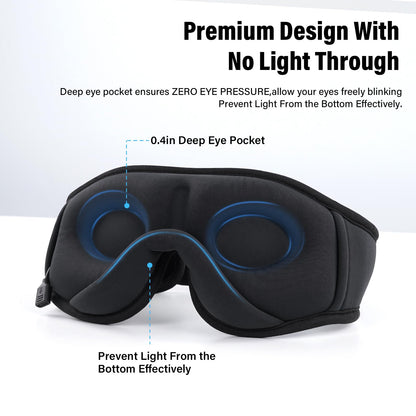 Sleep Headphones,Sleep Mask for Side Sleeper,3D Eye Mask for Sleeping with Stereo Speakers,Bluetooth Headphone,Perfect for Gifts for Women/Men Black