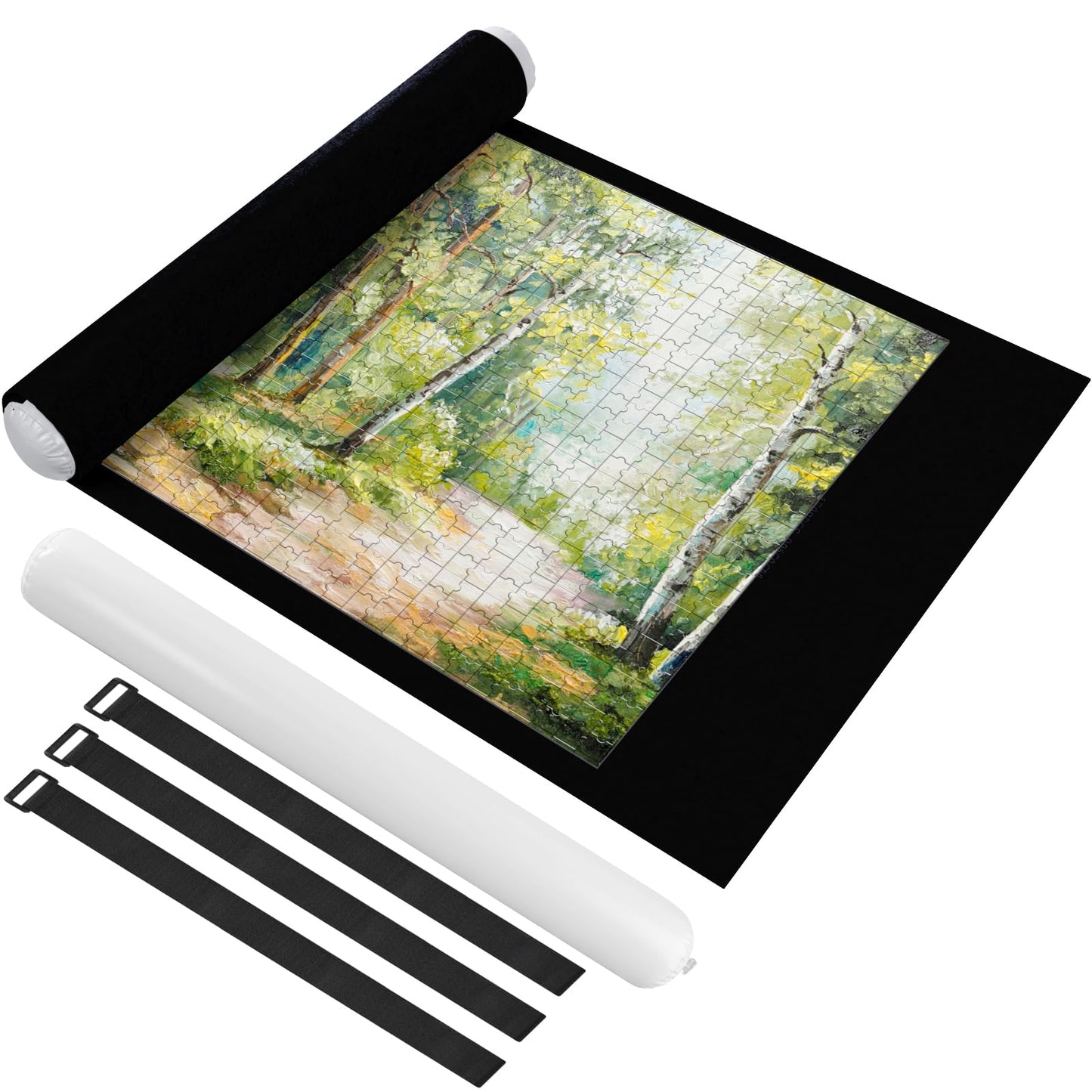 Ainiv Jigsaw Puzzle Mat Roll Up 1500 Pieces, 46" x 26" Portable Felt Puzzles Board with Travel Storage Bag, Jigsaw Saver Pad Keeper for Adults Teens, Black
