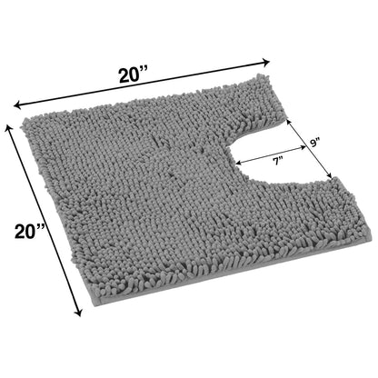 LuxUrux Toilet Rugs U Shaped Washable, Bathroom Toilet Mat, Extra-Soft Plush Bath Bathroom Rug,1'' Chenille Microfiber Material, Super Absorbent Shaggy Machine Wash & Dry (20 x 20 inch, Light Grey)