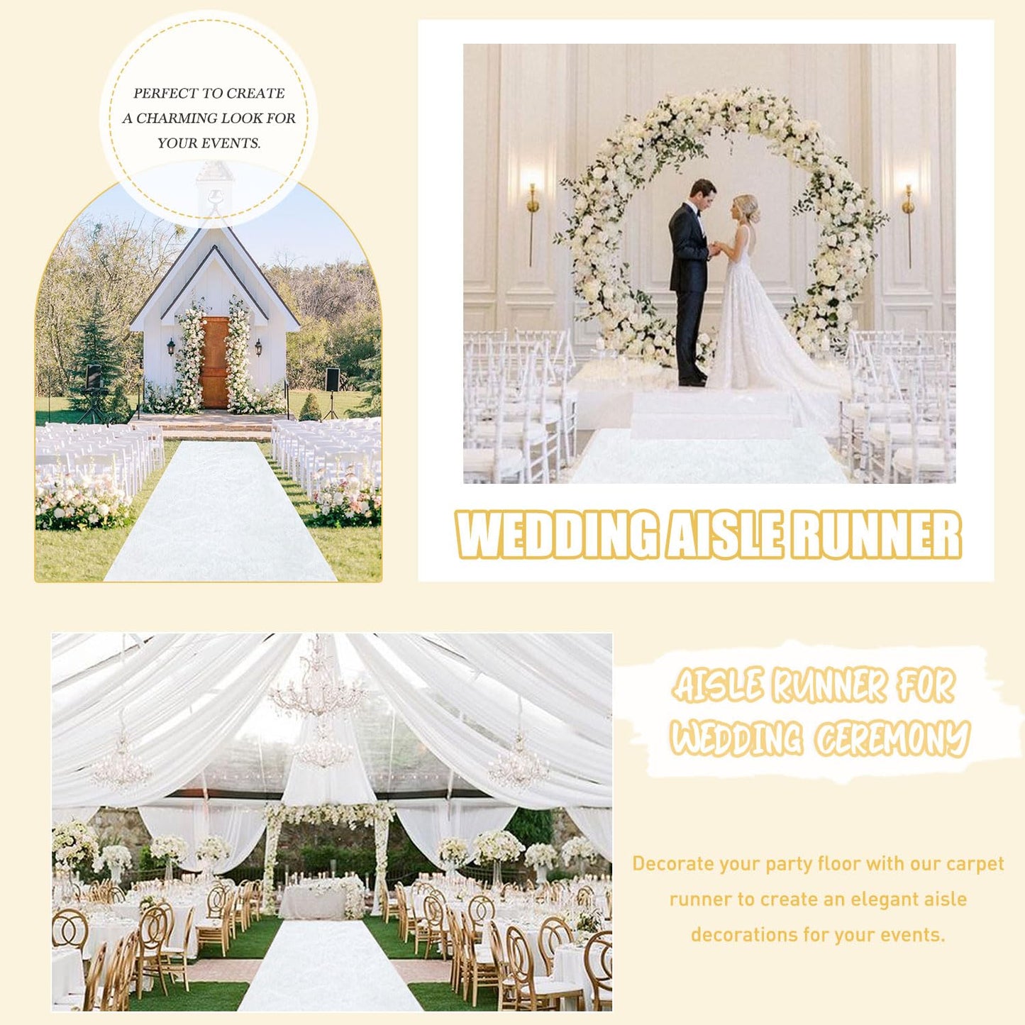 White Aisle Runner for Wedding Velvet Aisle Carpet 2FTx15FT Wedding Accessories Romantic Velvet Fabric Floor Aisle Runner for Weddings Ceremony Decorative Aisle Rugs for Birthday Events
