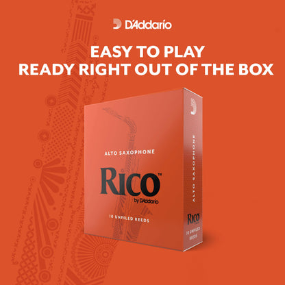 D’Addario Woodwinds, Rico Saxophone Reeds, Alto Sax, RJA1025, Strength 2.5, 10-Pack