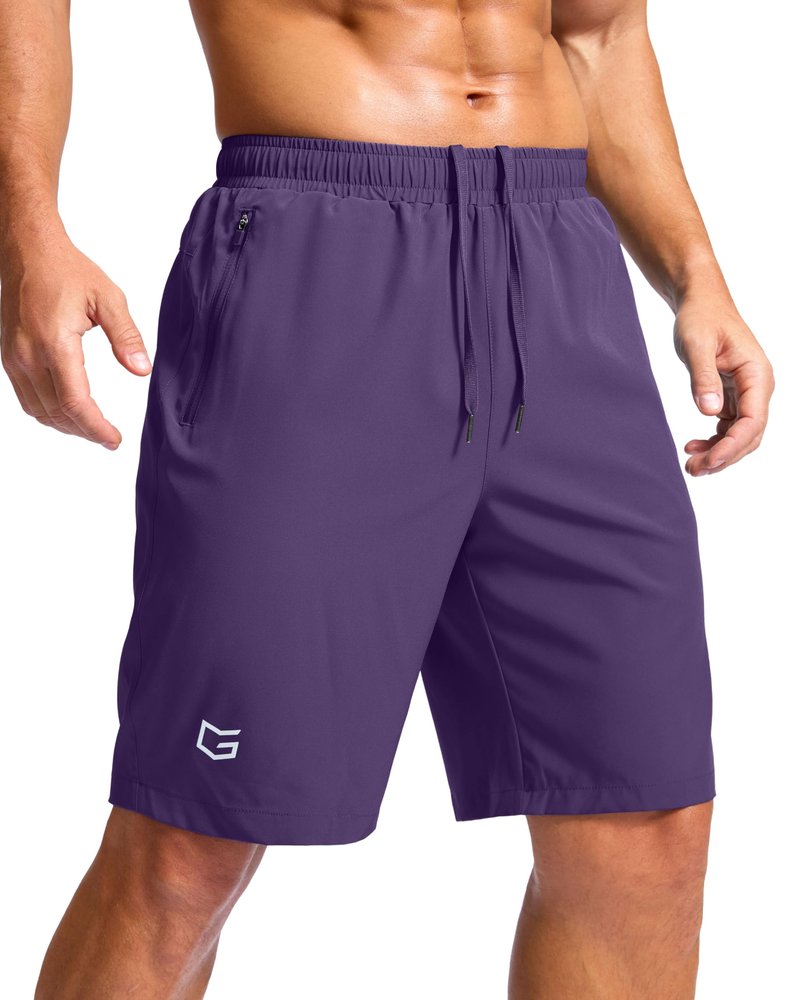 Men's Athletic Running Shorts with Zipper Pockets Quick Dry 7"/ 5"/ 9" Workout Gym Shorts for Basketball Hiking(Purple,9XL)