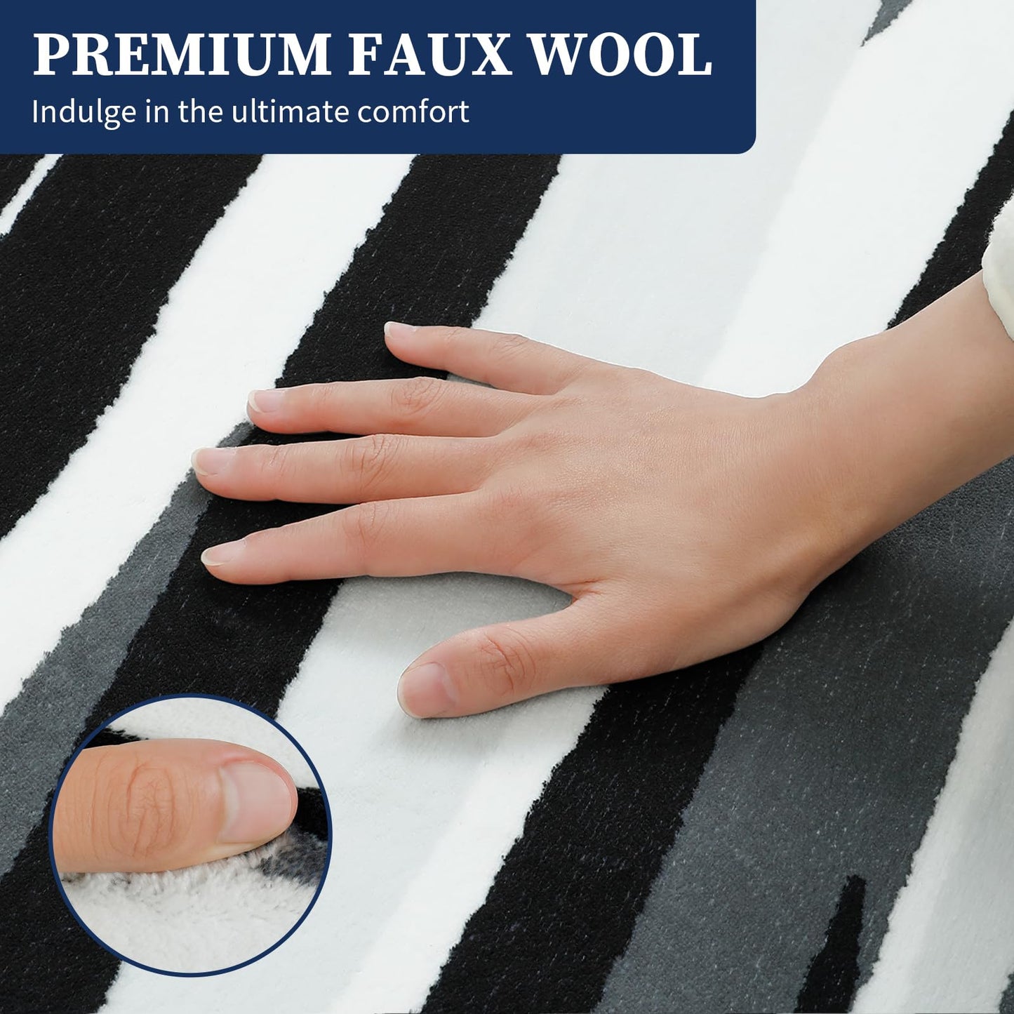 YIHOUSE 5×7 Ft Area Rugs for Living Room: Modern Abstract Black Grey and White Rug - Nonslip Washable Striped Rug for Bedroom Dining Room Office Playroom Nursery Home Decor