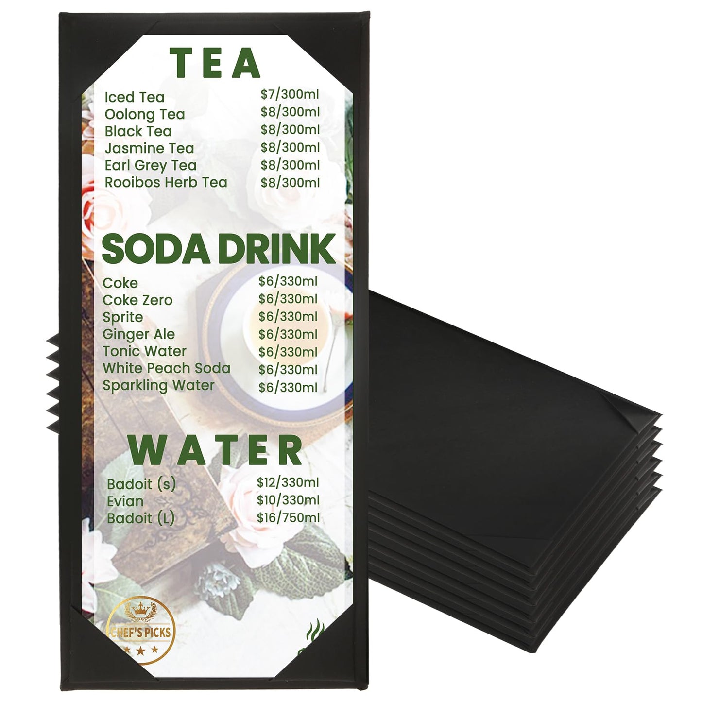 DUPDMKIN 4.25" x 11" Menu Covers 6 Pack 1 View, Restaurant Menu Holders, PU Leather Menu Book for Coffee Bars, Wine Lists, Drink Specials, Cocktail