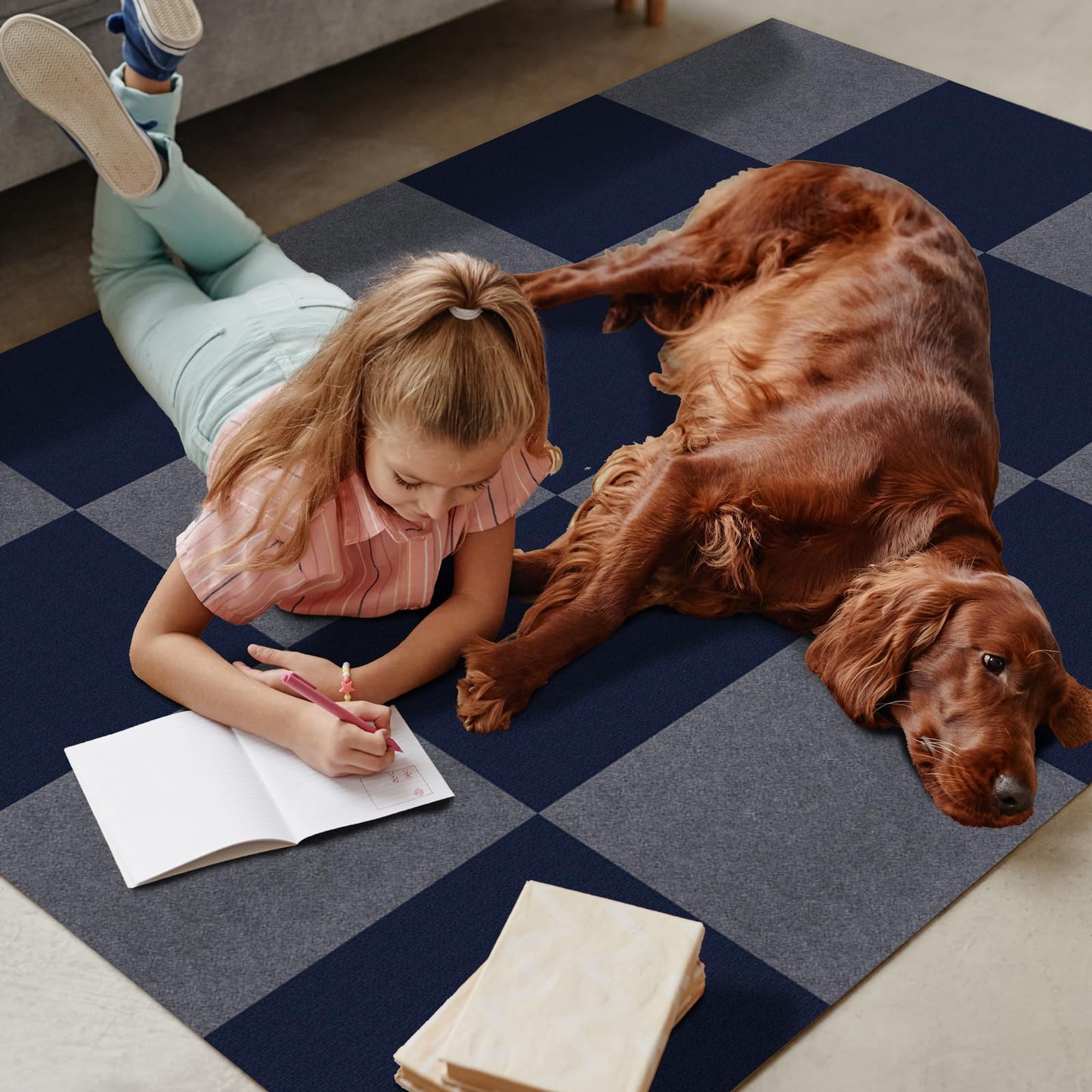 Peel & Stick Carpet Tiles 12x12 Inch - Premium Self-Adhesive Floor Squares with Soft Padding - 10 Tiles/10 Sq Ft per Box (Easy Installation, Removable Carpeting for Home & Office)