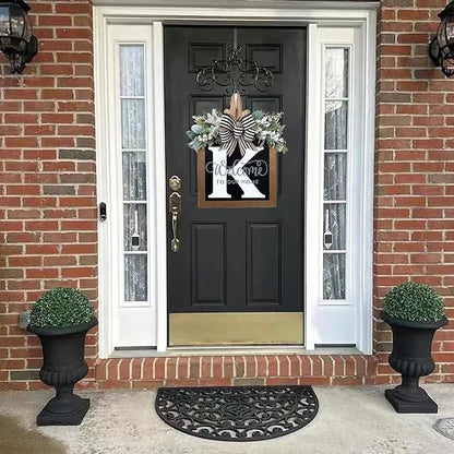 16'' Personalized Last Name Welcome Sign, Door Wreaths for Front Door Outside, Spring Wreath for Front Door Decor, Farmhouse New Home Gifts for Home (K)
