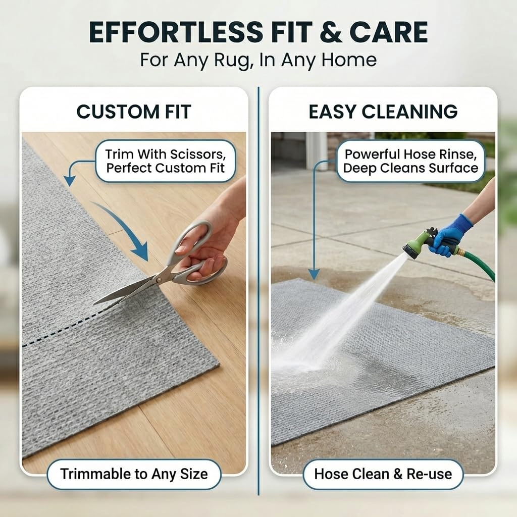 Waterproof Rug Gripper | 3x5 ft - 1/4" | Washable Non Slip Rug Pad - Safe for All Floors - Made in the USA - Protects Floors and Locks Rugs in Place - Pet-Friendly