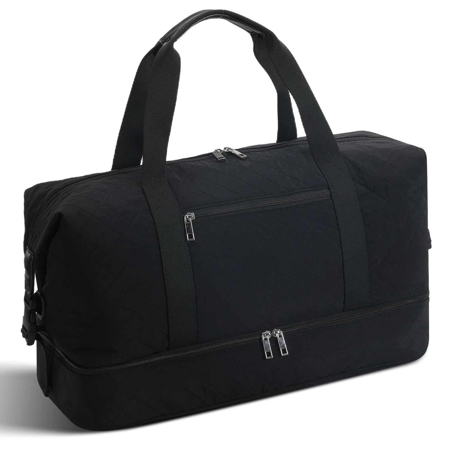 Oeihuivt Weekender Bags for Women with 3 Extra Pack - 21 Inch Large Travel Duffel Bag Set with Shoe Compartment, Heavy-Duty Nylon Carry on Overnight Tote, Black