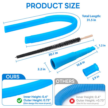 EEVAROSEN Universal Dryer Vent Cleaner Kit, Flexible Dryer Vacuum Hose Attachment and Lint Brush (Blue)