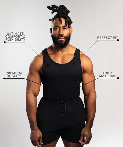Ekkovision Beaters, Men's Tank Tops, Cotton Spandex Blend Tanks for Men, Comfortable, Durable & Stylish Ribbed Fabric, Ideal Fit for Gym or Casual Wear, Single Pack, Black, Size Large (PLEASE SIZE UP)