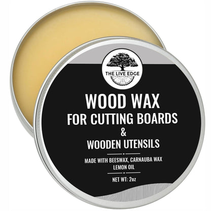 2oz Food Grade Beeswax Wood Polish For Wood Cutting Board Wax & Wooden Cooking Utensils | Carnauba Wax For Butcher Block, Cutting Board Conditioner and Furniture Polish and Cleaner