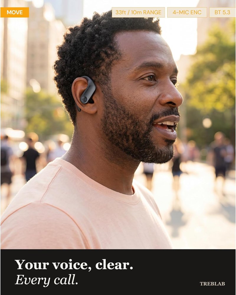 TREBLAB X3 Pro - Wireless Sports Earbuds | Comfortable Bluetooth Headphones with Secure Ear Hooks, 12H Battery Life, IPX5 Sweatproof
