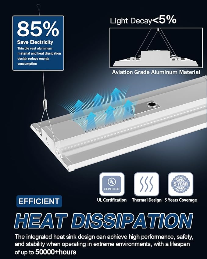 LED Linear High Bay Light 4-Pack, 210W 31500LM 0-10V Dimmable 5000K Daylight, Adjustable High Bay LED Shop Lights Lighting Fixtures for Garage Warehouse Workshop, UL