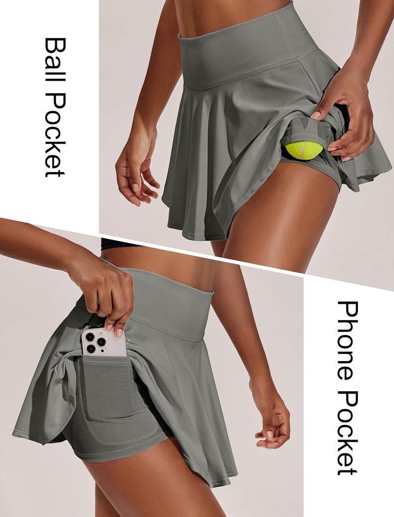 Womens Tennis Skirt - Pleated Athletic Skirt with Pockets | High Waisted Golf Skort for Workout & Pickleball