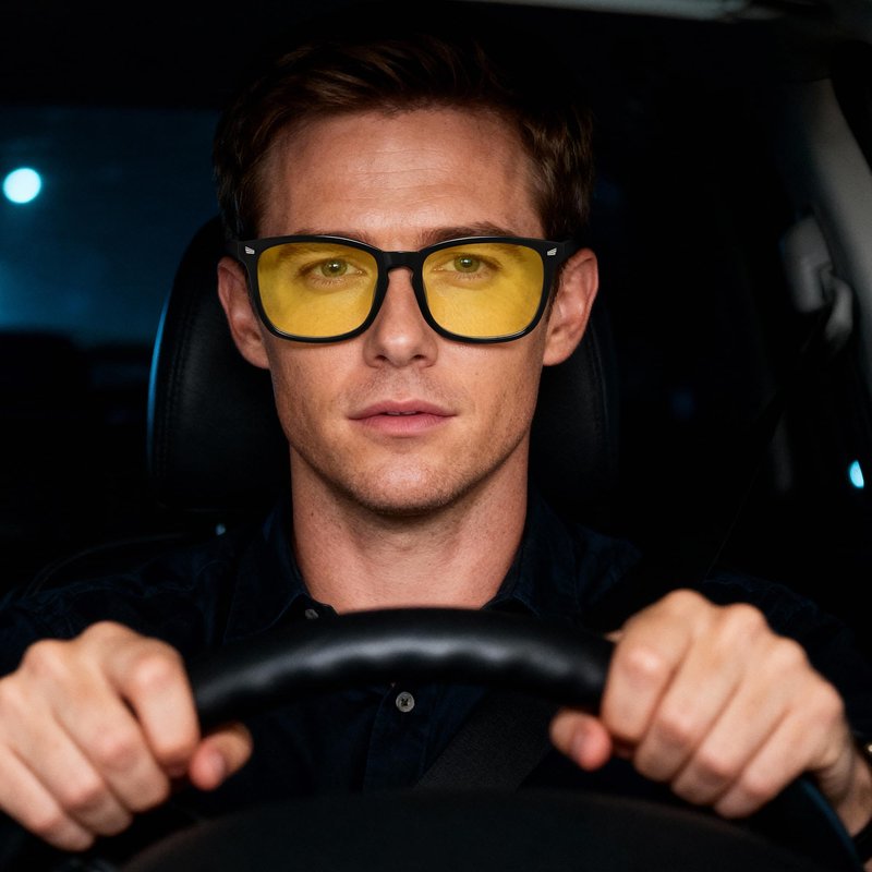 PLFOG Night Driving Glasses for Men Women - Polarized Night Vision Glasses Anti Glare Nighttime Eyeglasses Yellow Lens
