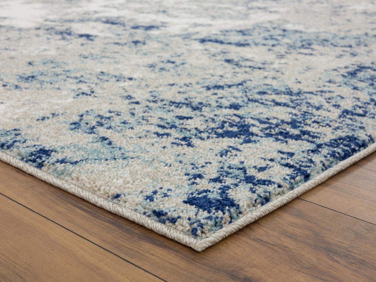 LUXE WEAVERS Rug - Persian Rugs 6097 Abstract Marble Area Rug - Modern Design, Medium Pile, Ivory / Size 5 x 7