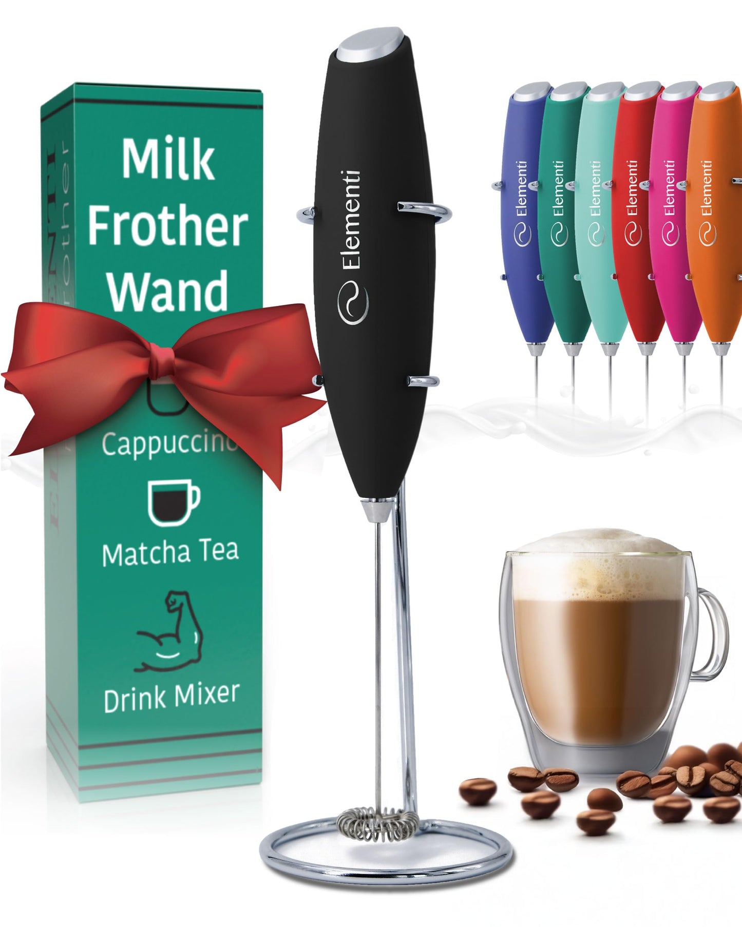 Elementi Portable Electric Milk Frother, Matcha Whisk, Milk Frother for Coffee Frother Electric Hand Blender, Mini Electric Whisk Small Hand Blender (Periwinkle)