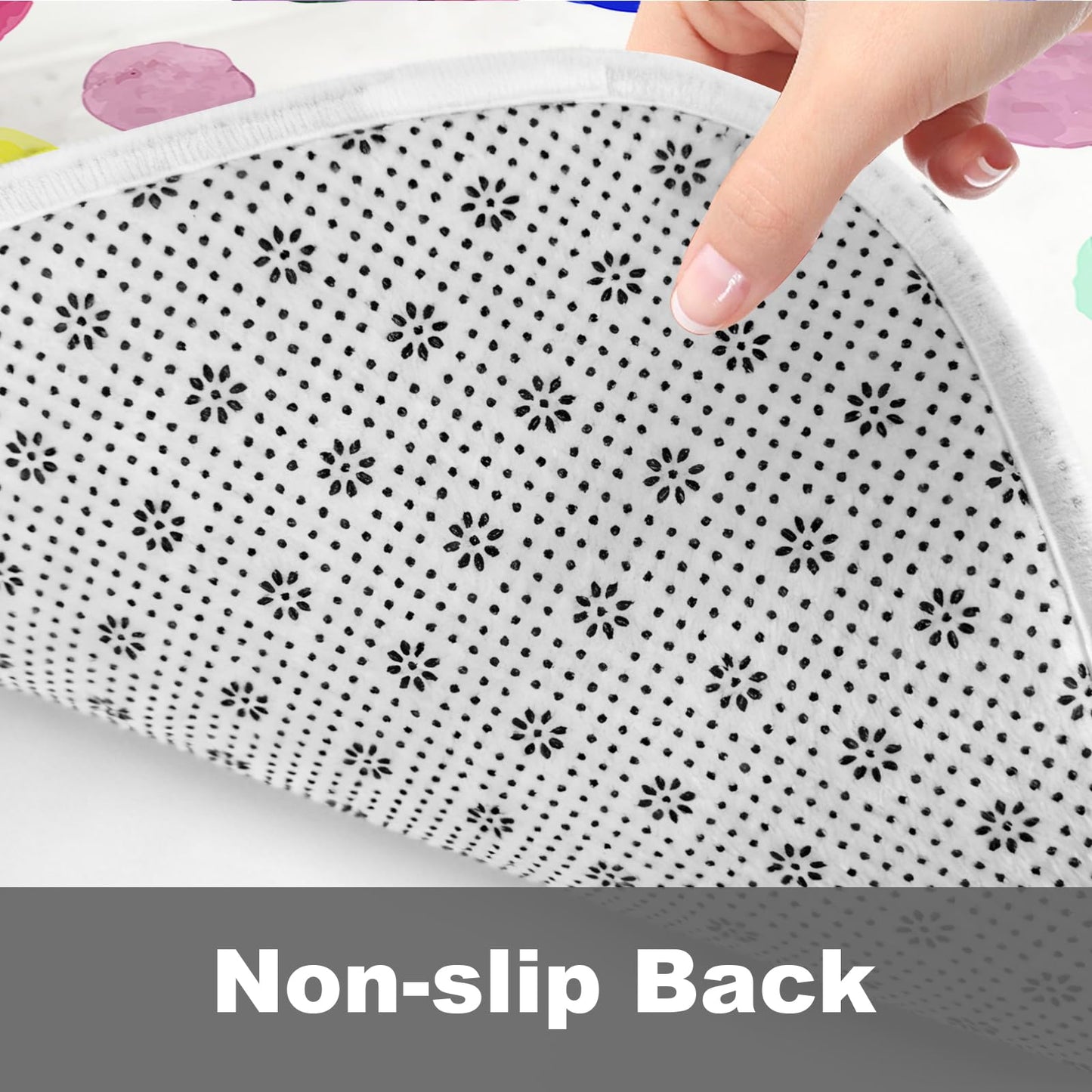TheBlackSpot Colorful Cartoon Polka Dot Bathroom Rugs Bath Mat Sets 3 Piece Imitation Cashmere Imitation Cashmere Anti Slip Mats,U-Shaped Contour Shower Mat